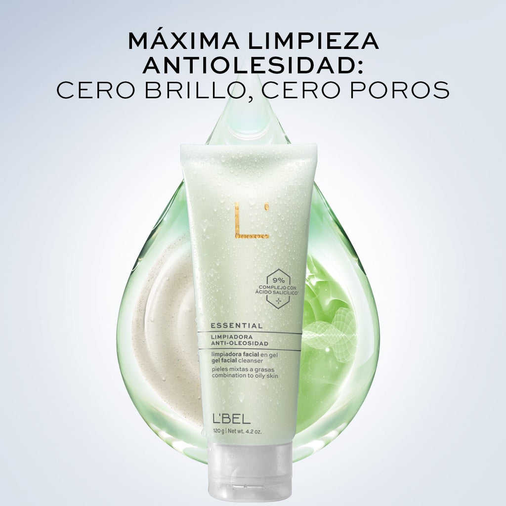 ESSENTIAL de L'BEL – Gel Limpiador con Ácido Salicílico y Exfoliantes para Piel Mixta a Grasa 4.2oz