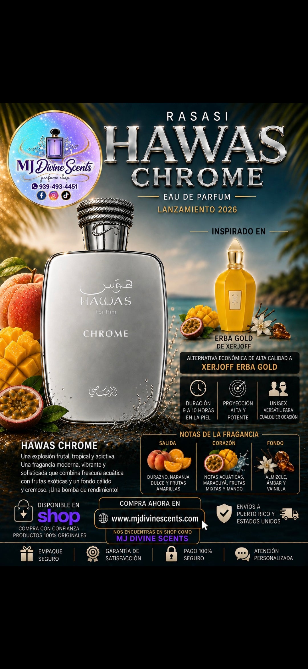 Rasasi Hawas Chrome 3.38oz/ 100ml