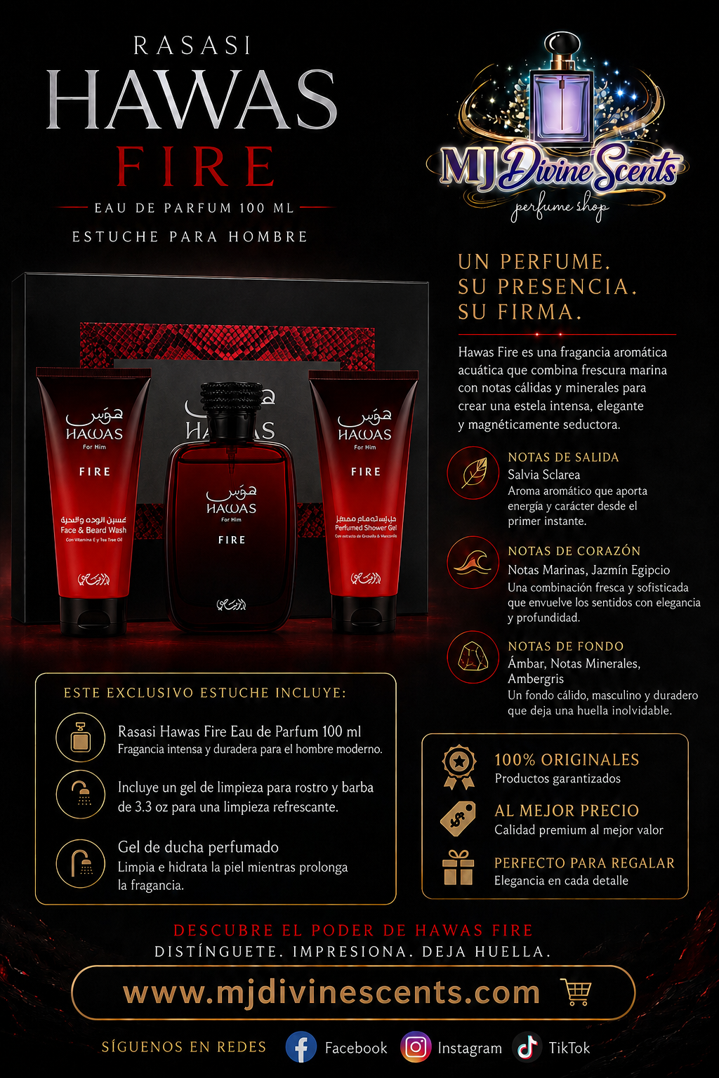 Set Hawas Fire 3pzas 3.4oz