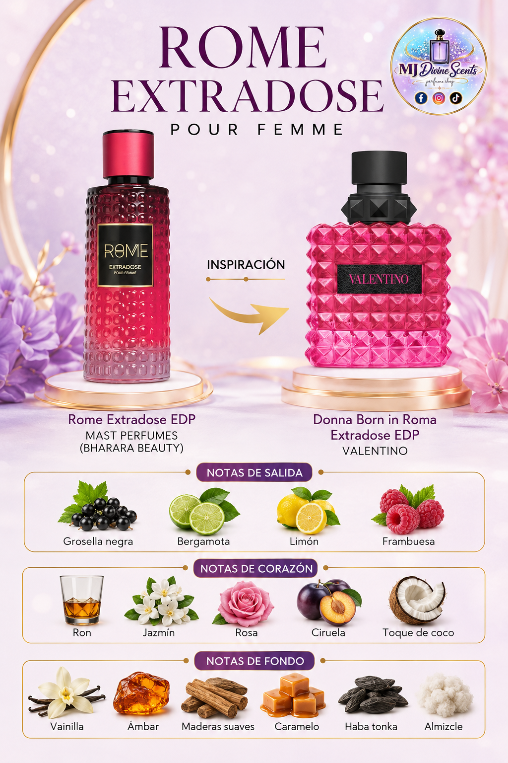 Set Rome Extradose pour Femme EDP 3.4oz 100ml y Body Mist de 250 ml 8.4 oz